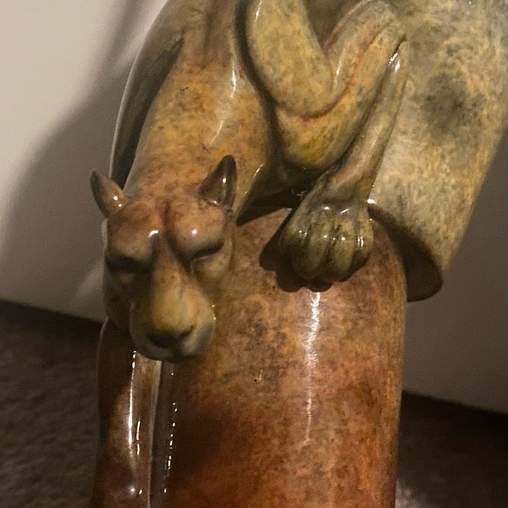 Elegant Animal Sculpture, Cattin Around (Topaz) by Herrero